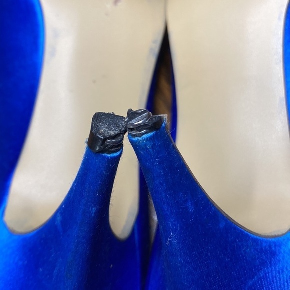 🌷 Dyeables 🌷 Vintage Gorgeous Vibrant Blue Satin Heel Shoes - Picture 11 of 13